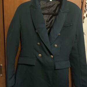 Elegant Teal Double-Breasted Women's Coat